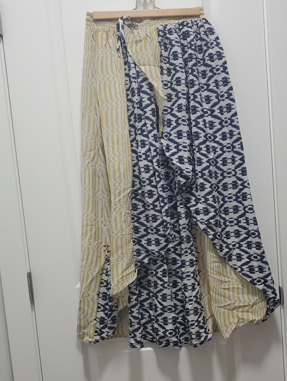 Funktional Geometric Asymmetrical High Low Skirt Yellow & Blue